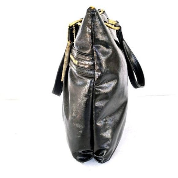 Coach Poppy Black Liquid Glam Patent Leather Tote - Picture 7 of 16